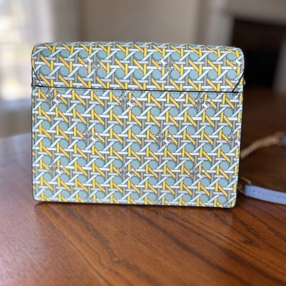 Tory Burch Robinson Shoulder Bag Northern Blue Basket Weave - Picture 3 of 16